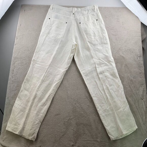Phat Farm Mens Pants Size 34 White Straight Trousers 100% Linen Blend Casual - Picture 13 of 15